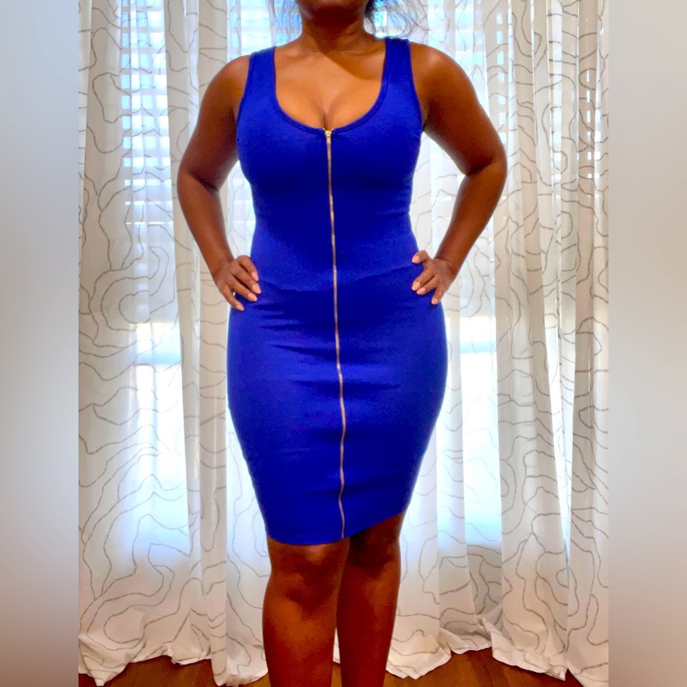 Sexy Blue Fitted Zipper Dress!!